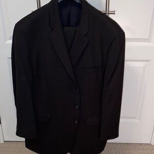 Chaps Dark Brown Pinstripe Men's Suit